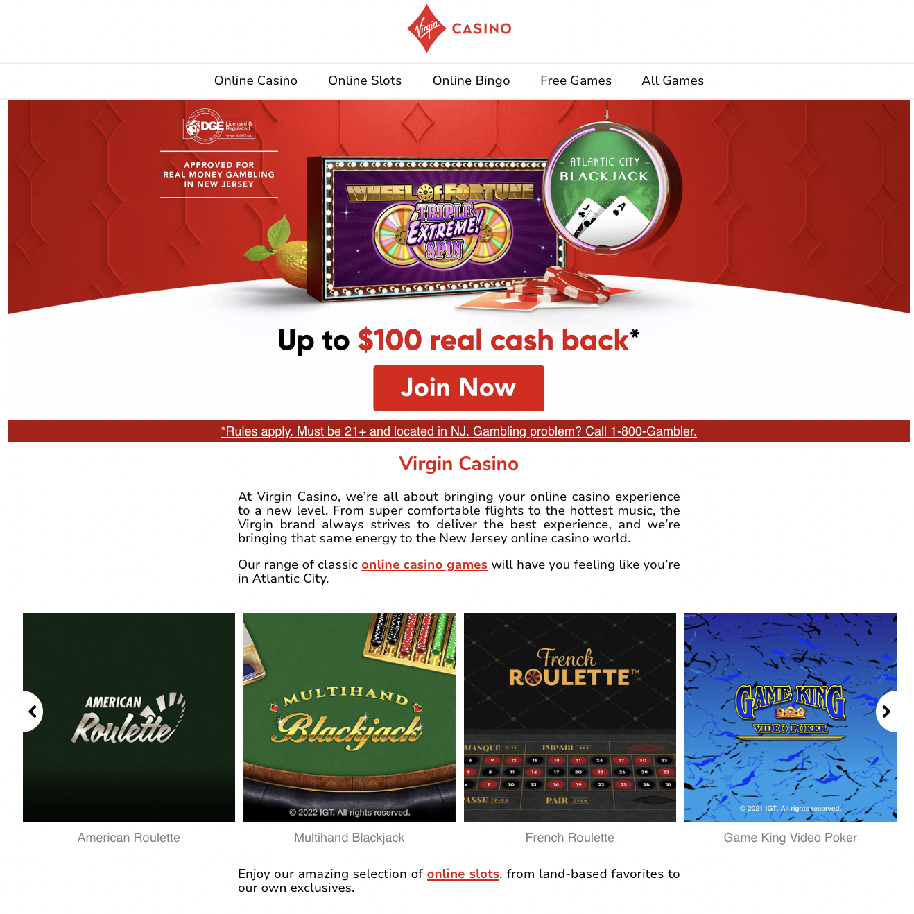 Virgin online casino review